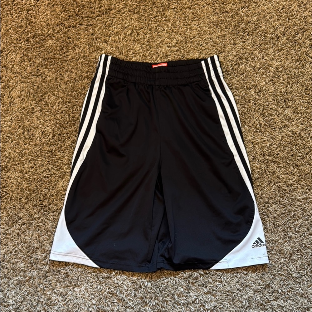 Adidas Black Shorts with White Stripes